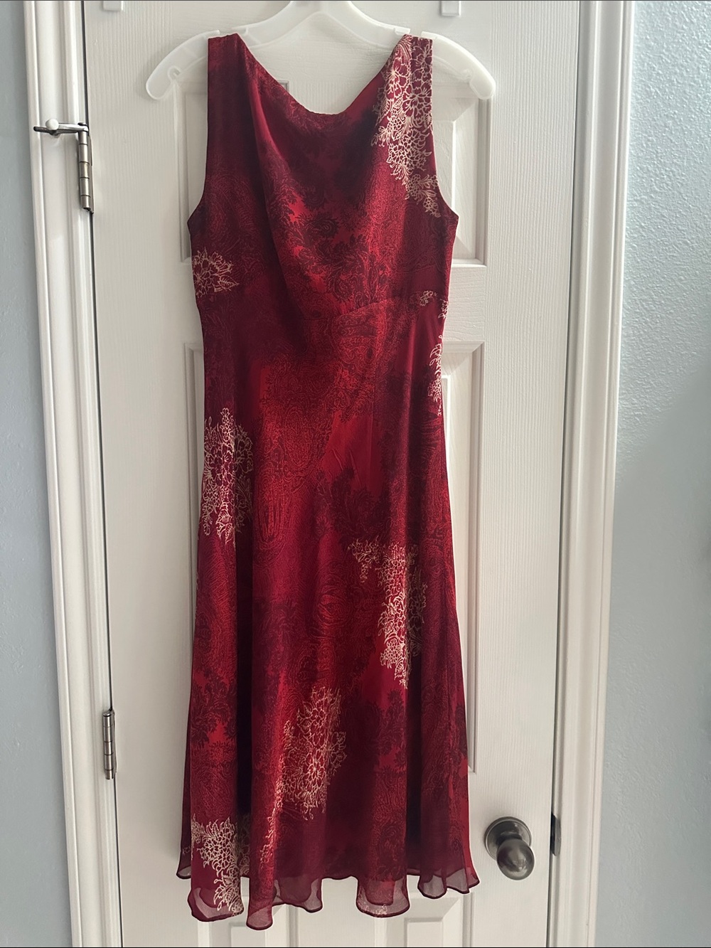 Vintage Ann Taylor Burgundy Floral Silk Midi Dress Size 8 Whimsygoth Red Wine - Picture 4 of 9